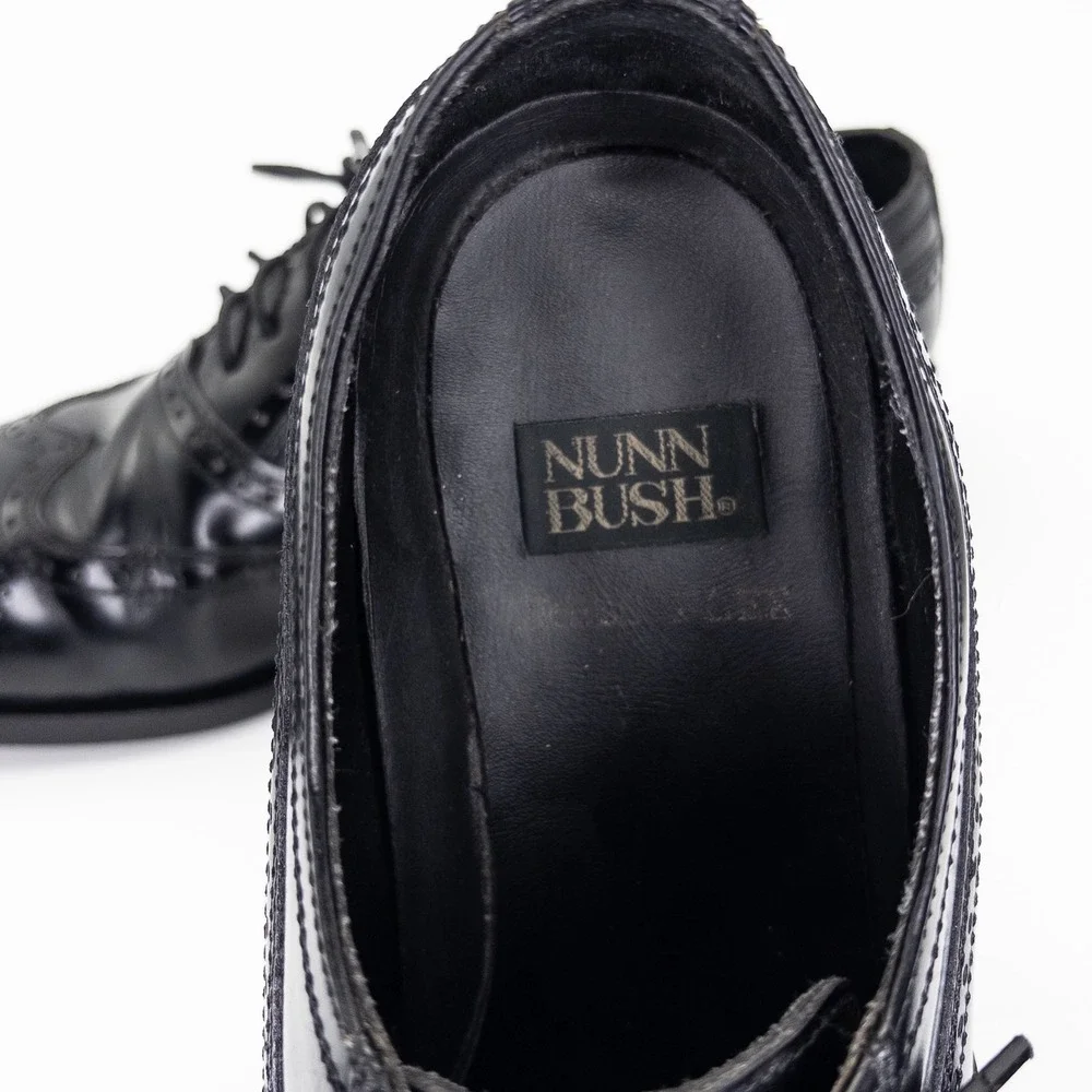 Nunn Bush Men's 10.5M Black Leather Wingtip Oxford Dress Shoes Brogue